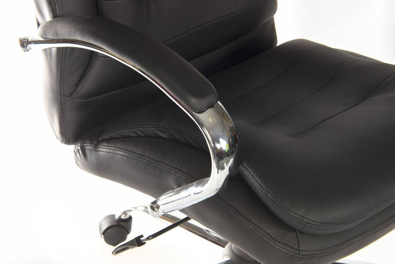 Goliath Light Executive Black Leather Faced Office Chair With Matching Padded Armrests