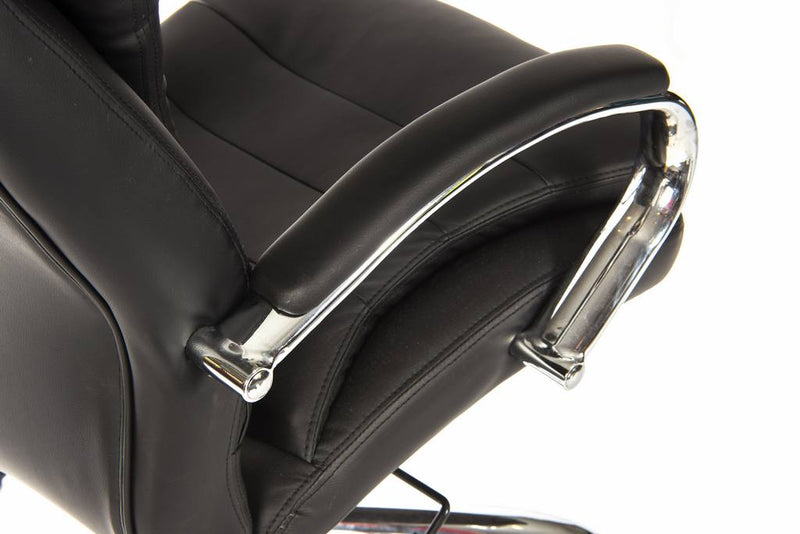 Goliath Light Executive Black Leather Faced Office Chair With Matching Padded Armrests