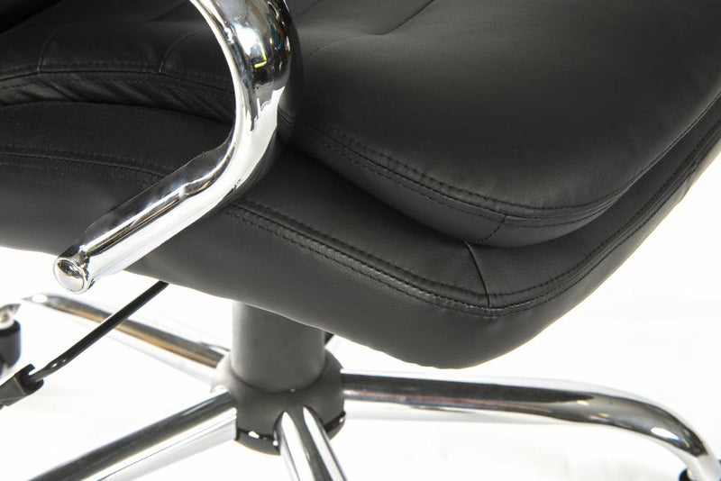 Goliath Light Executive Black Leather Faced Office Chair With Matching Padded Armrests