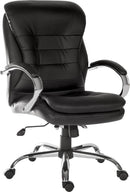 Goliath Light Executive Black Leather Faced Office Chair With Matching Padded Armrests - NWOF