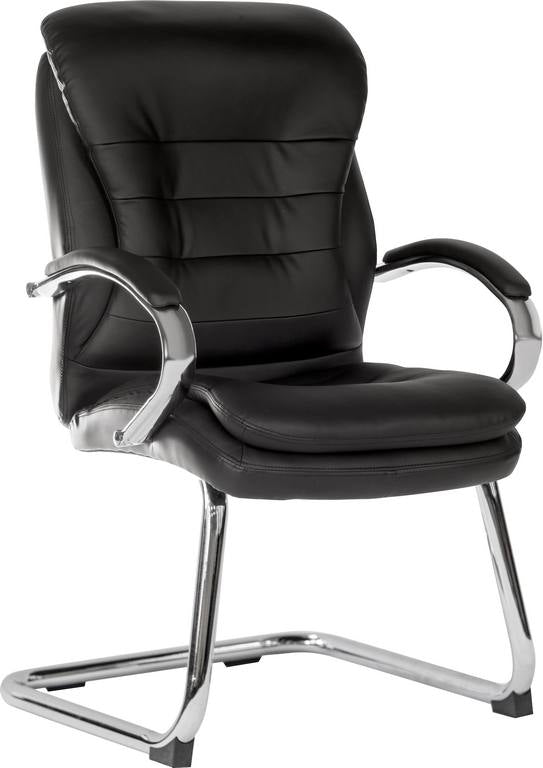 Goliath Light Visitor Black Cantilever Chair With Matching Padded Armrests