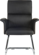 Elegance Medium Backed Visitor Chair Leather Look With Gull Wing Arms & Contrasting Chocolate Cross-Woven Accent Fabric - NWOF