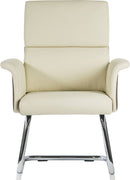 Elegance Medium Backed Visitor Chair Leather Look With Gull Wing Arms & Contrasting Chocolate Cross-Woven Accent Fabric - NWOF