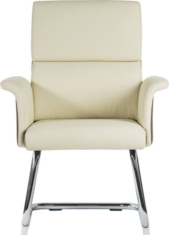 Elegance Medium Backed Visitor Chair Leather Look With Gull Wing Arms & Contrasting Chocolate Cross-Woven Accent Fabric