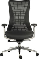 Teknik Office Quantum Black Executive Chair With Breathable Graphite Grey Mesh Backrest & Multi Adjustable Padded Armrests - NWOF