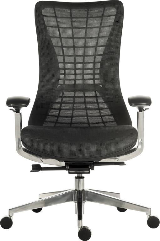 Teknik Office Quantum Black Executive Chair With Breathable Graphite Grey Mesh Backrest & Multi Adjustable Padded Armrests