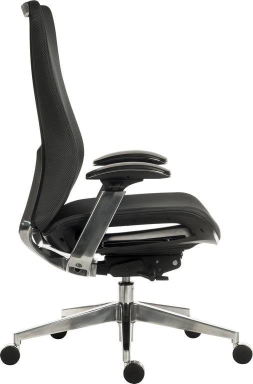 Teknik Office Quantum Black Executive Chair With Breathable Graphite Grey Mesh Backrest & Multi Adjustable Padded Armrests