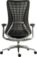 Teknik Office Quantum Black Executive Chair With Breathable Graphite Grey Mesh Backrest & Multi Adjustable Padded Armrests - NWOF