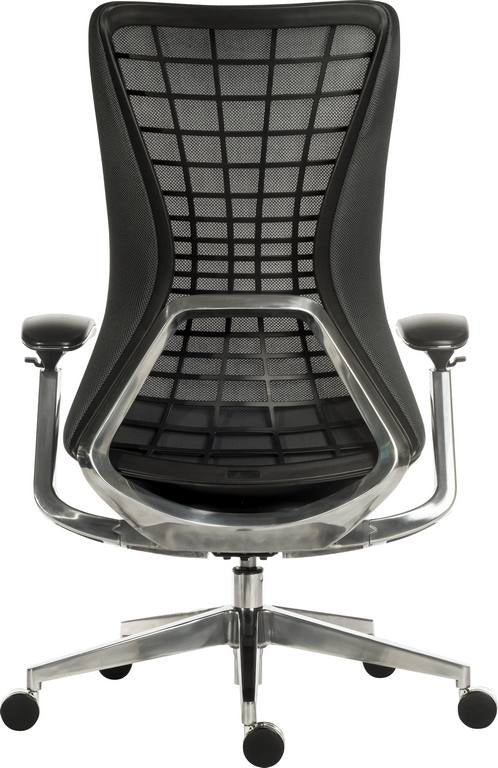 Teknik Office Quantum Black Executive Chair With Breathable Graphite Grey Mesh Backrest & Multi Adjustable Padded Armrests