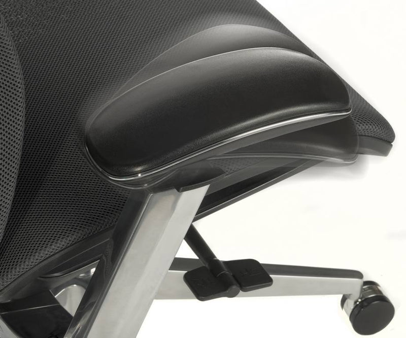 Teknik Office Quantum Black Executive Chair With Breathable Graphite Grey Mesh Backrest & Multi Adjustable Padded Armrests