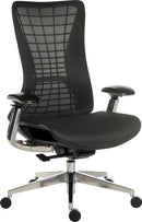 Teknik Office Quantum Black Executive Chair With Breathable Graphite Grey Mesh Backrest & Multi Adjustable Padded Armrests - NWOF