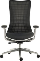 Teknik Office Quantum White Executive Chair With Breathable Graphite Grey Mesh Backrest & Multi Adjustable Padded Armrests - NWOF