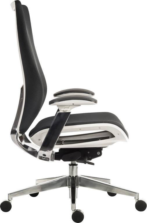 Teknik Office Quantum White Executive Chair With Breathable Graphite Grey Mesh Backrest & Multi Adjustable Padded Armrests