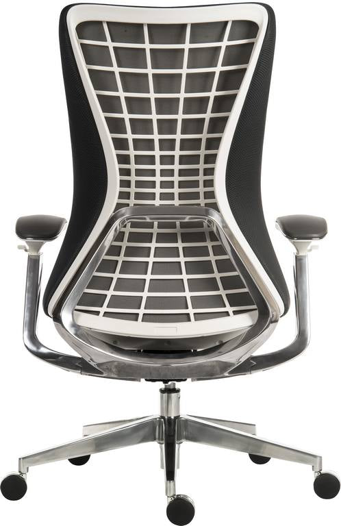 Teknik Office Quantum White Executive Chair With Breathable Graphite Grey Mesh Backrest & Multi Adjustable Padded Armrests