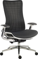 Teknik Office Quantum White Executive Chair With Breathable Graphite Grey Mesh Backrest & Multi Adjustable Padded Armrests - NWOF