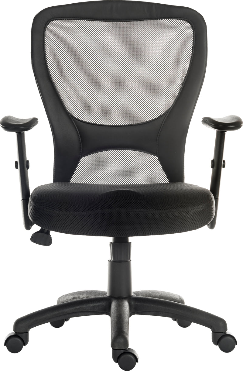 Teknik Office Mistral Executive Mesh Back & Leather Faced Seat With Matching Removable Padded Armrests