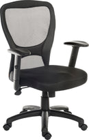 Teknik Office Mistral Executive Mesh Back & Leather Faced Seat With Matching Removable Padded Armrests - NWOF