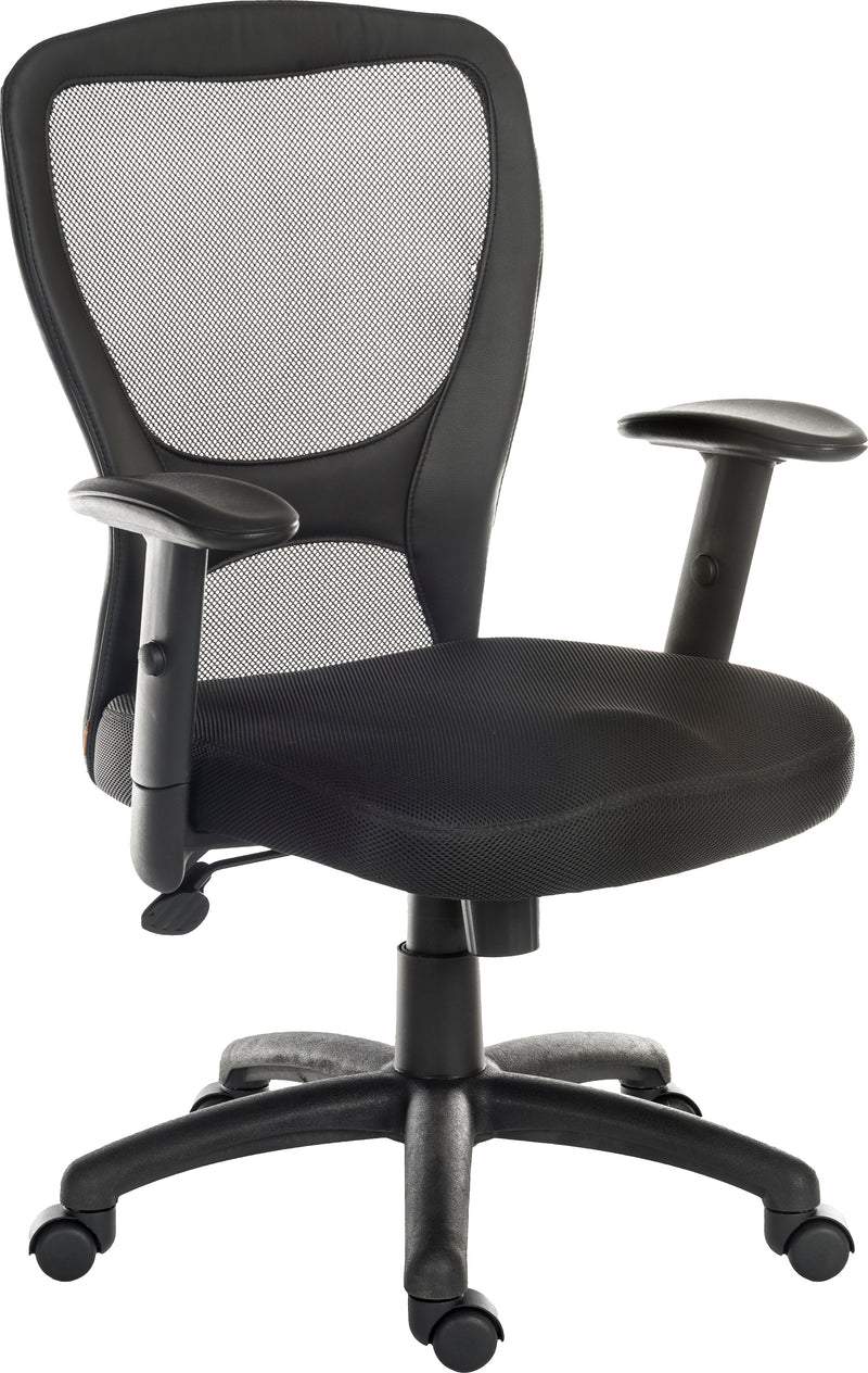 Teknik Office Mistral Executive Mesh Back & Leather Faced Seat With Matching Removable Padded Armrests