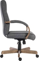 Teknik Office Grayson Fabric Grey Chair With Driftwood Effect Arms & Matching Five Star Base - NWOF