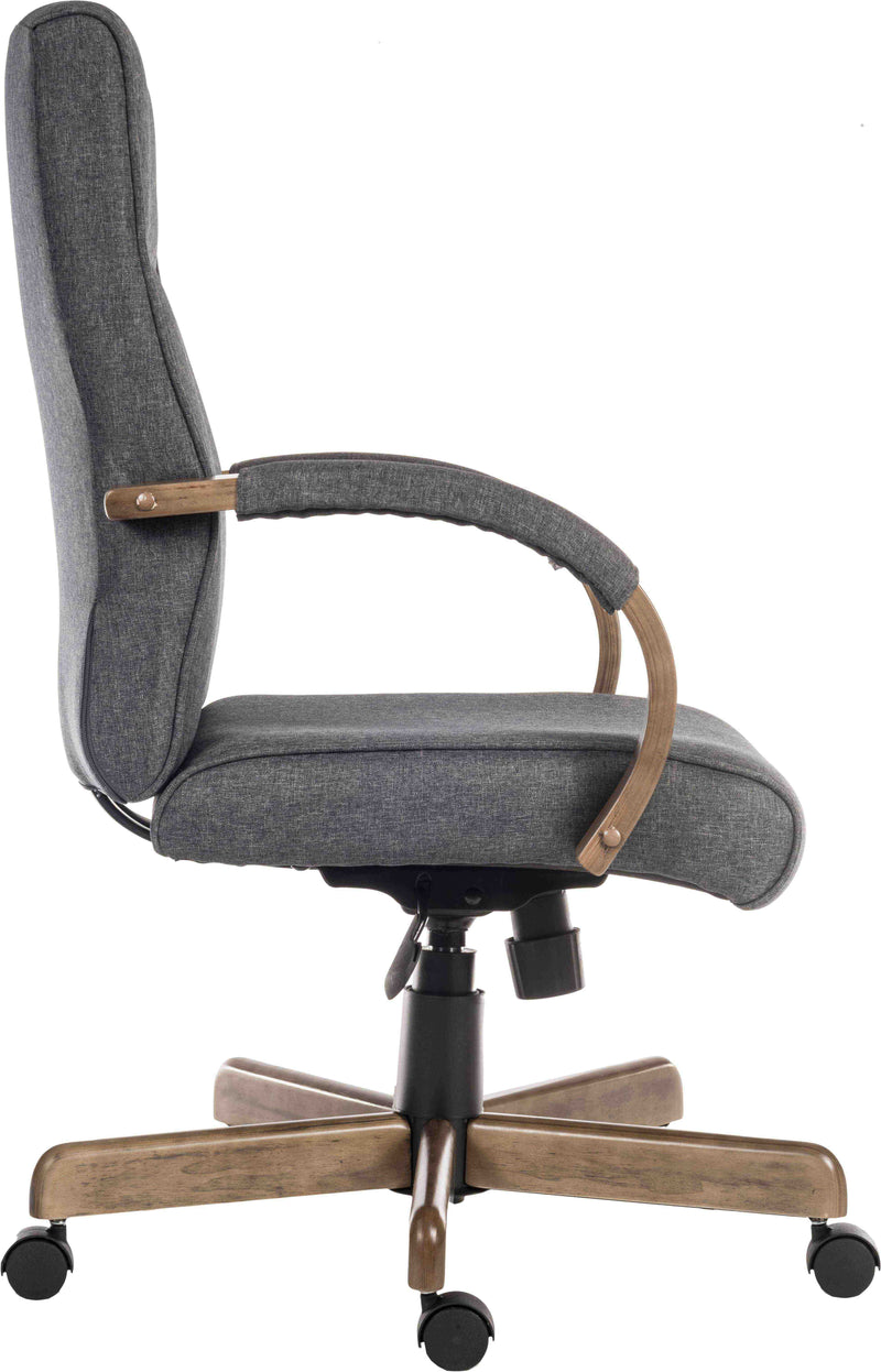 Teknik Office Grayson Fabric Grey Chair With Driftwood Effect Arms & Matching Five Star Base