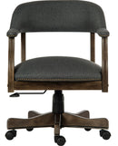 Teknik Office Captain Grey Executive Traditional Study Chair With Driftwood Finish Arms & Matching Padded Armrests - NWOF