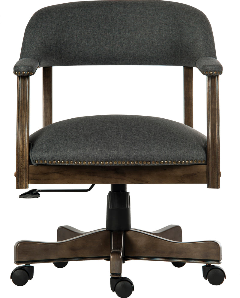 Teknik Office Captain Grey Executive Traditional Study Chair With Driftwood Finish Arms & Matching Padded Armrests