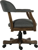Teknik Office Captain Grey Executive Traditional Study Chair With Driftwood Finish Arms & Matching Padded Armrests - NWOF