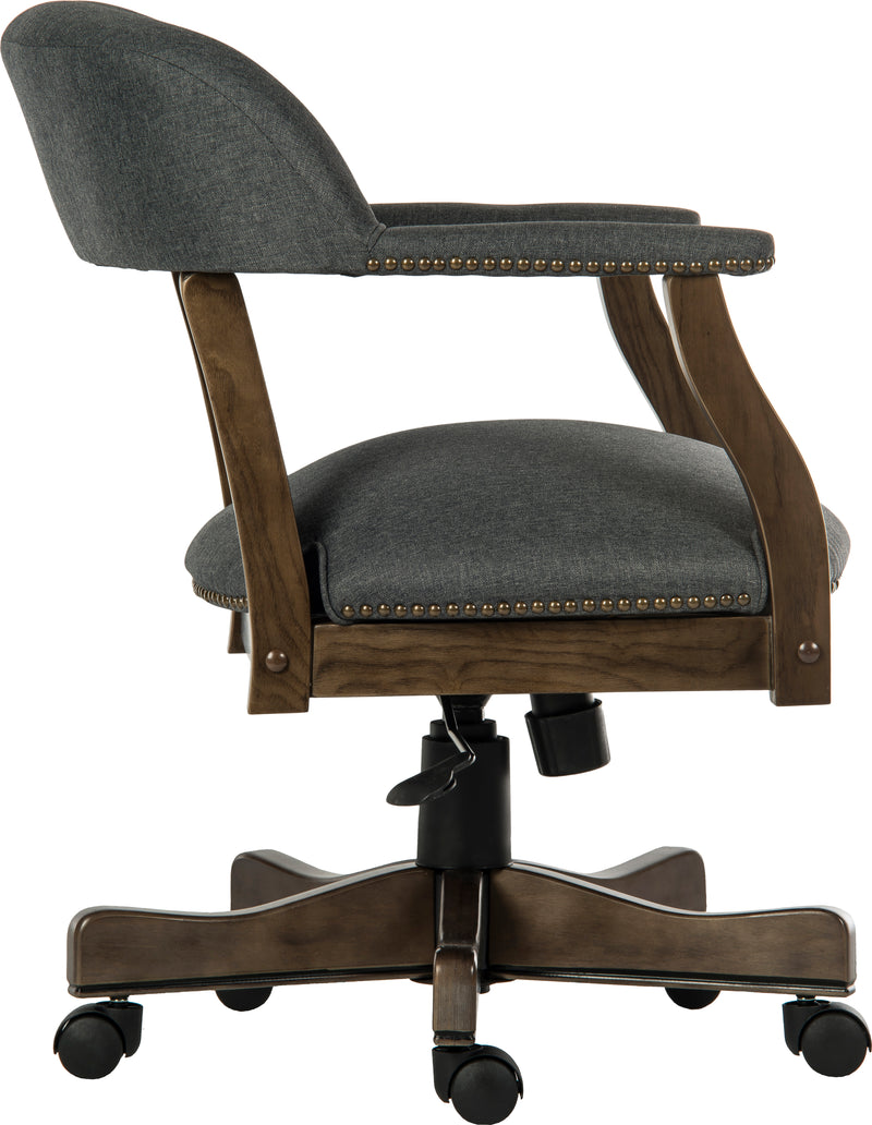 Teknik Office Captain Grey Executive Traditional Study Chair With Driftwood Finish Arms & Matching Padded Armrests