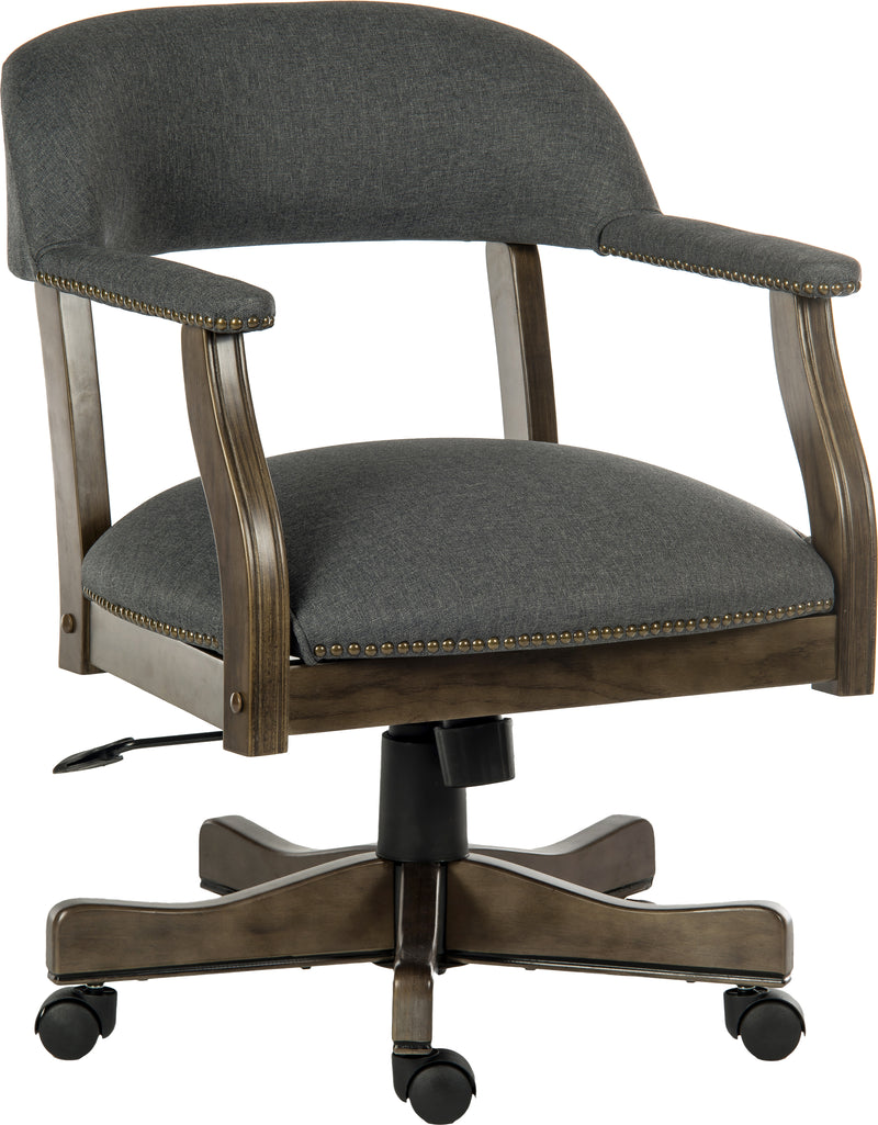 Teknik Office Captain Grey Executive Traditional Study Chair With Driftwood Finish Arms & Matching Padded Armrests