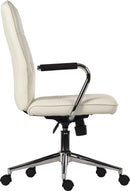 Teknik Office Piano Executive Contemporary Chair White Bonded Leather With Unique Chrome & Soft Touch PU Armrests - NWOF