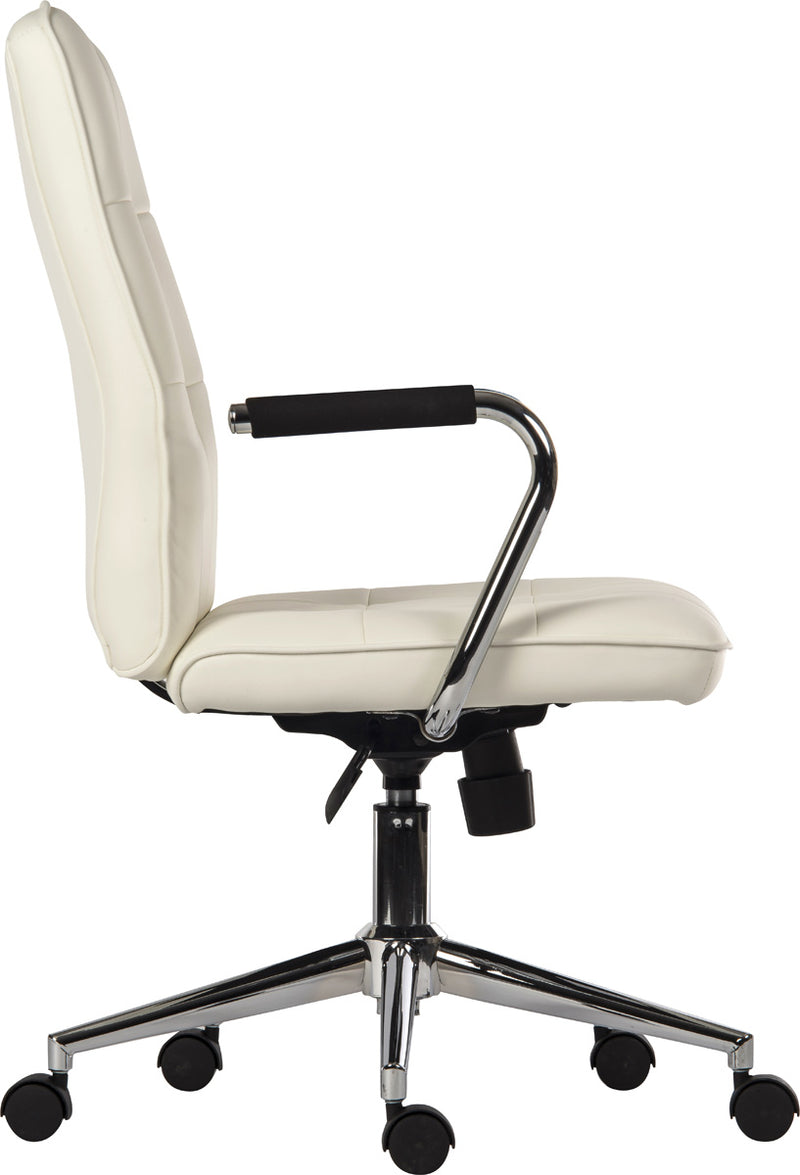 Teknik Office Piano Executive Contemporary Chair White Bonded Leather With Unique Chrome & Soft Touch PU Armrests