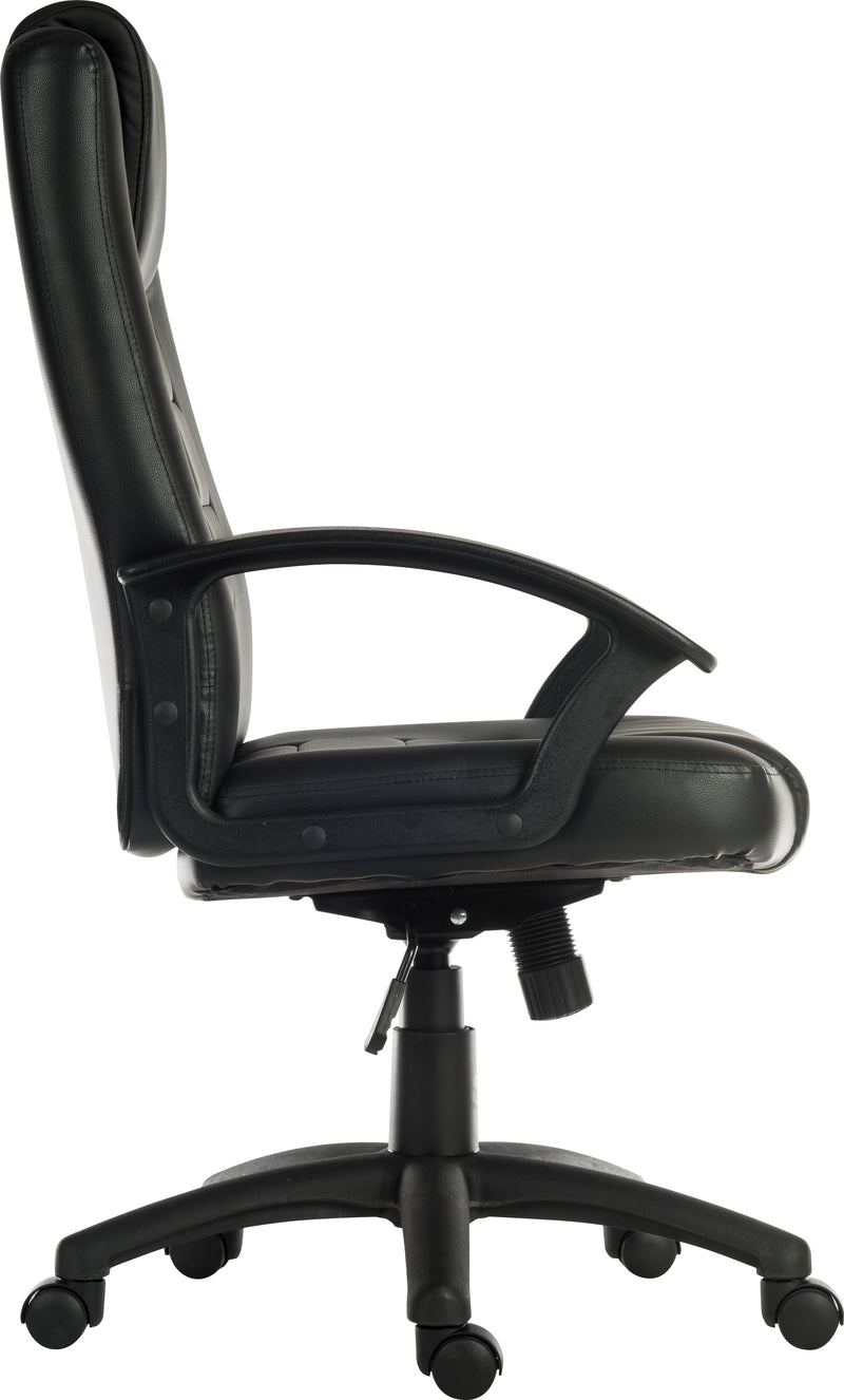 Teknik Office Leader Executive Bonded Leather Faced Chair With Nylon Base & Matching Armrests