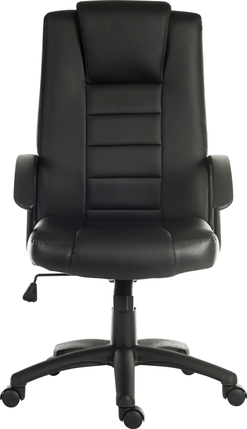 Teknik Office Leader Executive Bonded Leather Faced Chair With Nylon Base & Matching Armrests