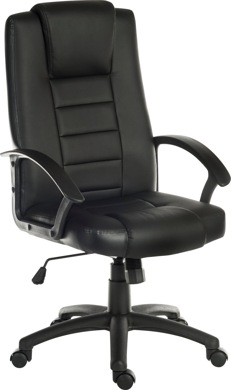 Teknik Office Leader Executive Bonded Leather Faced Chair With Nylon Base & Matching Armrests