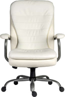 Teknik Office Goliath Heavy Duty White Bonded Leather Faced Executive Office Chair With Matching Padded Armrests - NWOF