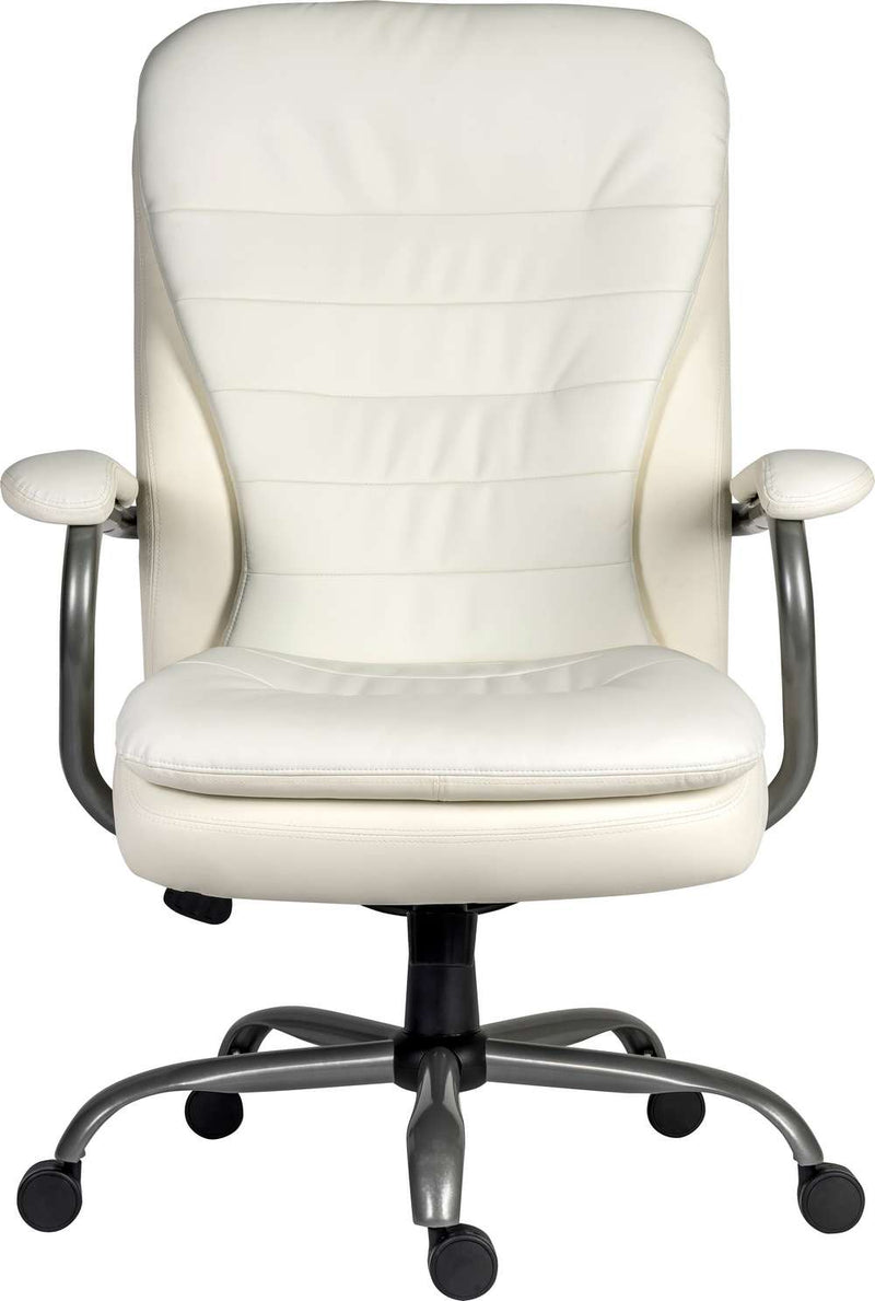 Teknik Office Goliath Heavy Duty White Bonded Leather Faced Executive Office Chair With Matching Padded Armrests