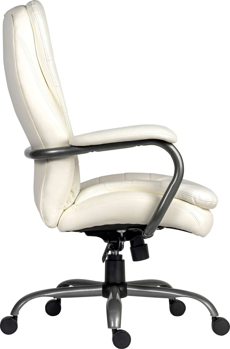 Teknik Office Goliath Heavy Duty White Bonded Leather Faced Executive Office Chair With Matching Padded Armrests