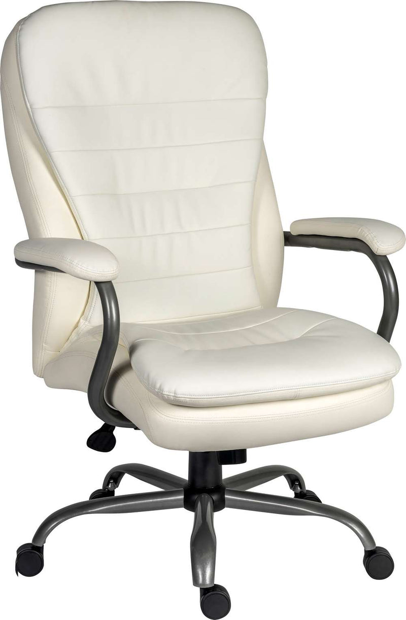 Teknik Office Goliath Heavy Duty White Bonded Leather Faced Executive Office Chair With Matching Padded Armrests