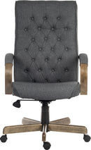 Teknik Office Warwick Grey Fabric Traditional Button Back Chair With Driftwood Effect Arms & Base - NWOF