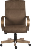 Teknik Office Glencoe Executive Armchair Suede Effect Finish With Matching Padded Armrests & Driftwood Effect Wooden Arms & Base - NWOF