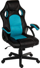 Kyoto Gaming Chair PU & PVC Covered Contrasting Materials With Fixed Padded Arms & Racing Style Backrest Design - NWOF