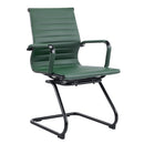 Aura Contemporary Medium Back Bonded Leather Visitor Chair - Black Frame