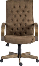 Teknik Office Warwick Suede Effect Traditional Button Back Chair With Driftwood Effect Arms & Base - NWOF