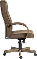 Teknik Office Warwick Suede Effect Traditional Button Back Chair With Driftwood Effect Arms & Base - NWOF