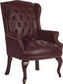 Teknik Office Chairman Guest Burgundy Traditional Button Tufted Luxury Bonded Leather Guest Chair - NWOF