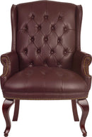 Teknik Office Chairman Guest Burgundy Traditional Button Tufted Luxury Bonded Leather Guest Chair - NWOF