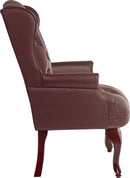 Teknik Office Chairman Guest Burgundy Traditional Button Tufted Luxury Bonded Leather Guest Chair - NWOF