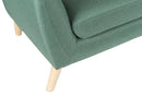 Teknik Office Skandi 2 Seater Sofa Ocean Green Fabric With Button Back & Wooden Feet