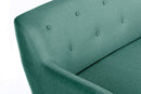 Teknik Office Skandi 2 Seater Sofa Ocean Green Fabric With Button Back & Wooden Feet