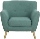 Teknik Office Skandi Armchair Ocean Green Fabric With Button Back & Wooden Feet